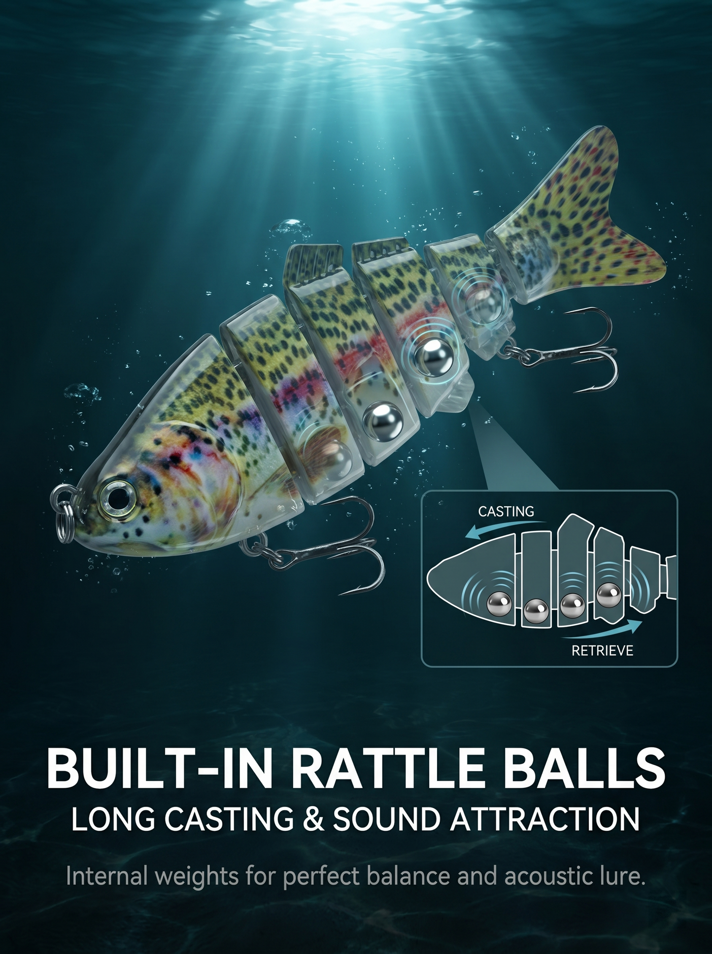 🔥5-piece set of 6-section multi-joint lures | Realistic swimming action to help you catch big fish