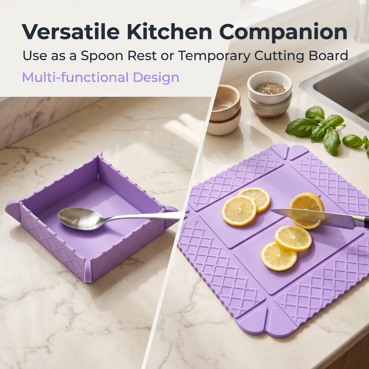 🍳🧲 Magnetic Silicone Heat-Resistant Mat – Transforms From A Flat Mat Into A Small Folding Tray.