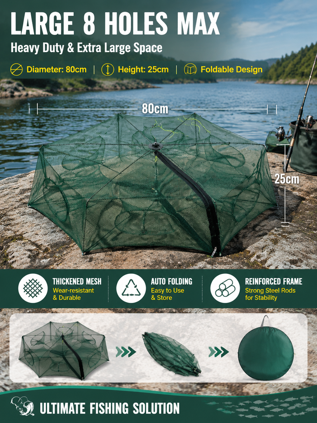 🦐🦀Automatic Foldable Fish Catcher – The Smart Trap for Bigger Catches! 🎣✨