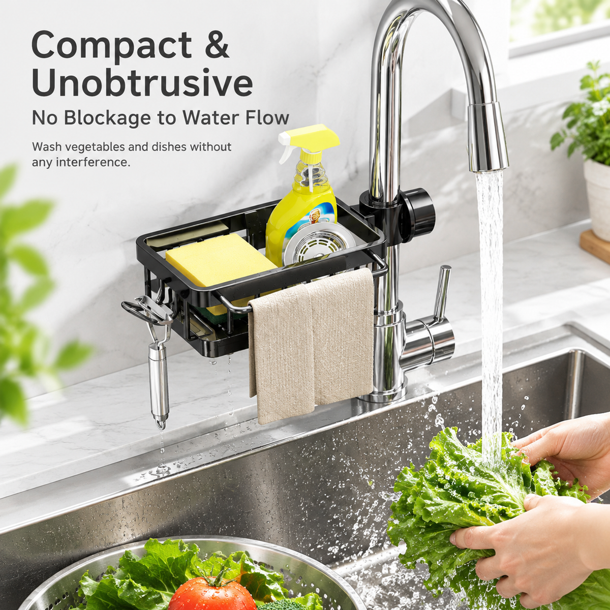 🧺Kitchen Faucet Storage Rack | Multi-function Sink Drain Basket for Sponge & Rag