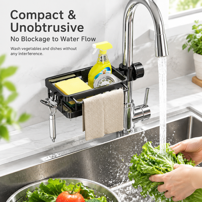 🧺Kitchen Faucet Storage Rack | Multi-function Sink Drain Basket for Sponge & Rag