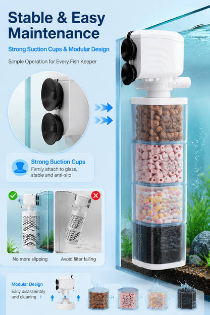 🔥Limited-time offer-Fish Tank 6-in-1 Filter - Filtration, Oxygenation & Water Pumping