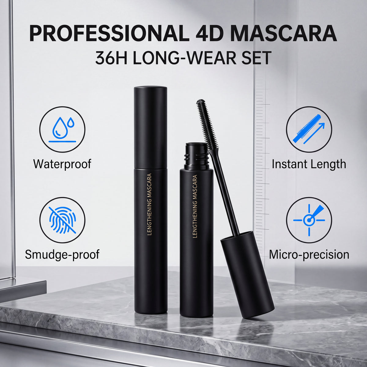 💕Buy 1 Get 1 Free🎁Lengthening Mascara - Clump-free, Smudge-proof, Waterproof, Long-lasting