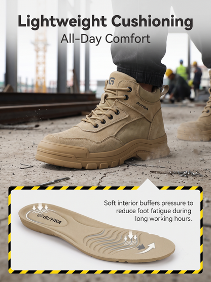 🔥 2026 New High Top Safety Work Boots, Steel Toe Anti-Smashing Anti-Puncture Slip Resistant Industrial Protective Labor Shoes for Construction Warehouse Factory