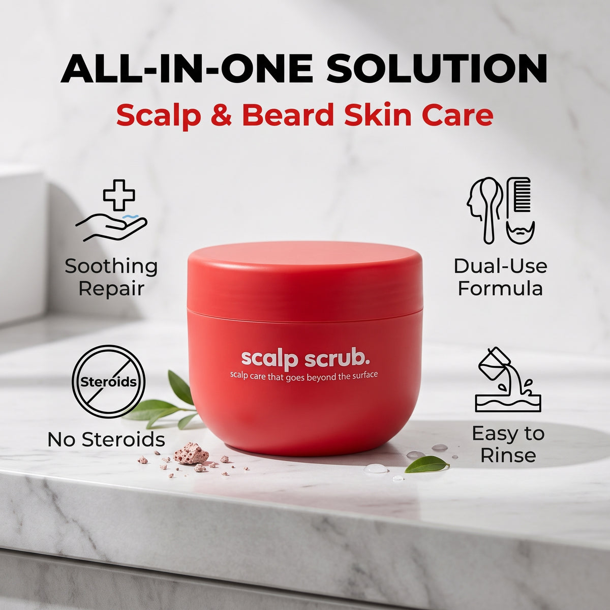 🔥 Professional-Grade Exfoliating Scrub—A 2-in-1 Treatment For The Scalp And The Skin Beneath The Beard.