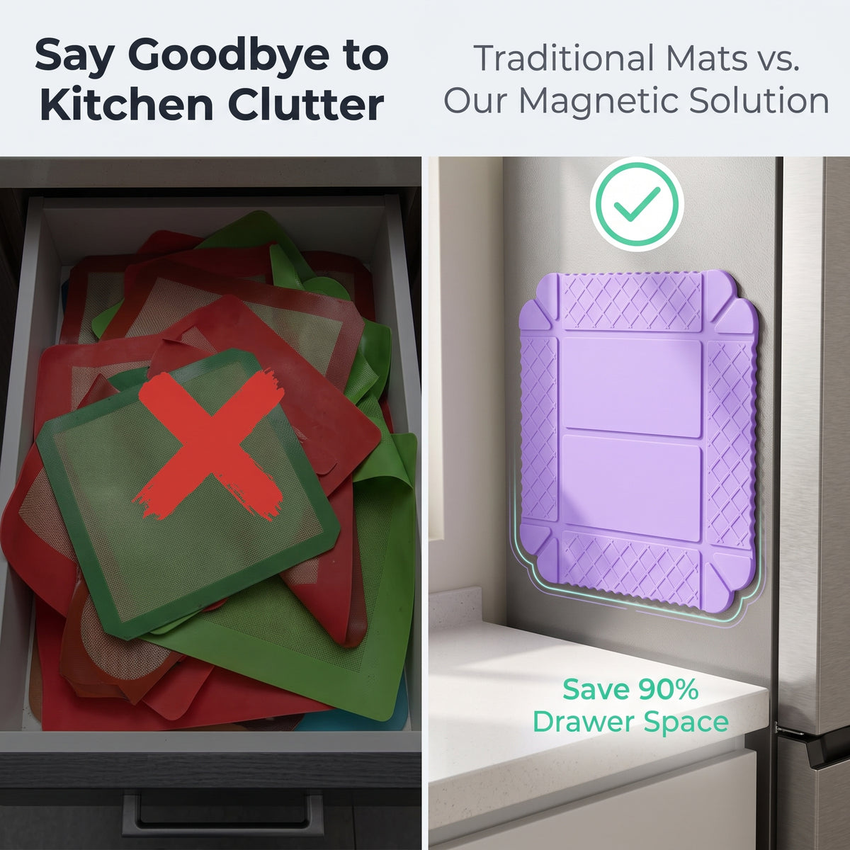 🍳🧲 Magnetic Silicone Heat-Resistant Mat – Transforms From A Flat Mat Into A Small Folding Tray.