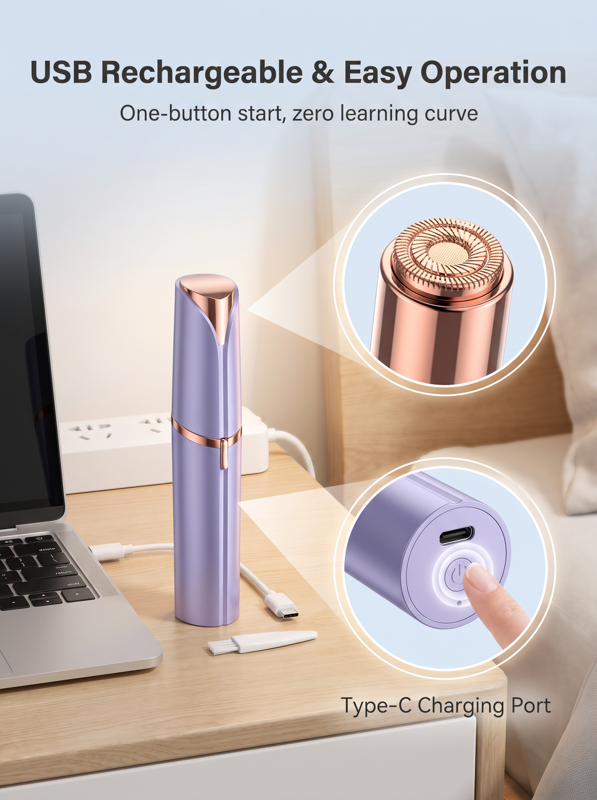 ✨Mini Lipstick Hair Remover | USB Rechargeable Full‑Body Use