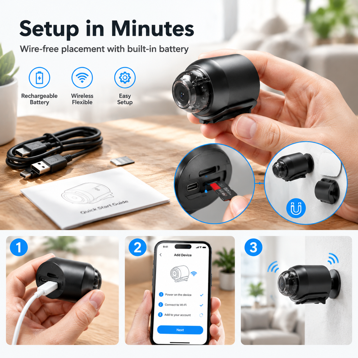 💥50% OFF 📹🛡️Small Indoor WiFi Camera for Pet,Baby & Home Monitoring