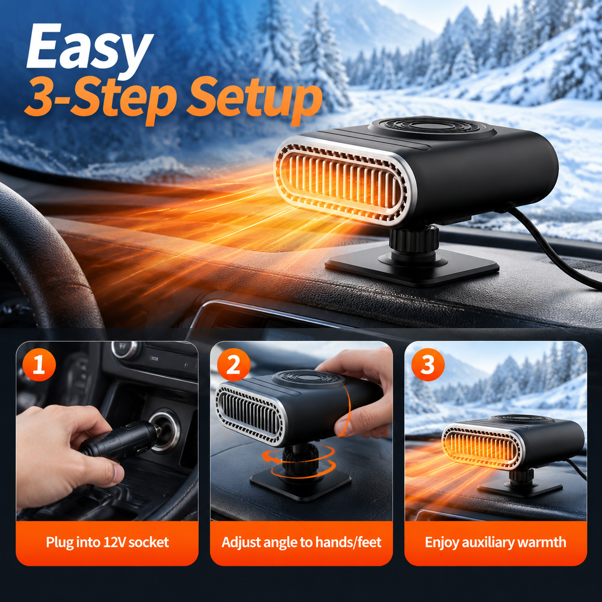 ⏳🔥LIMITED-TIME 50% OFF! Portable 2-in-1 car fan with heating function