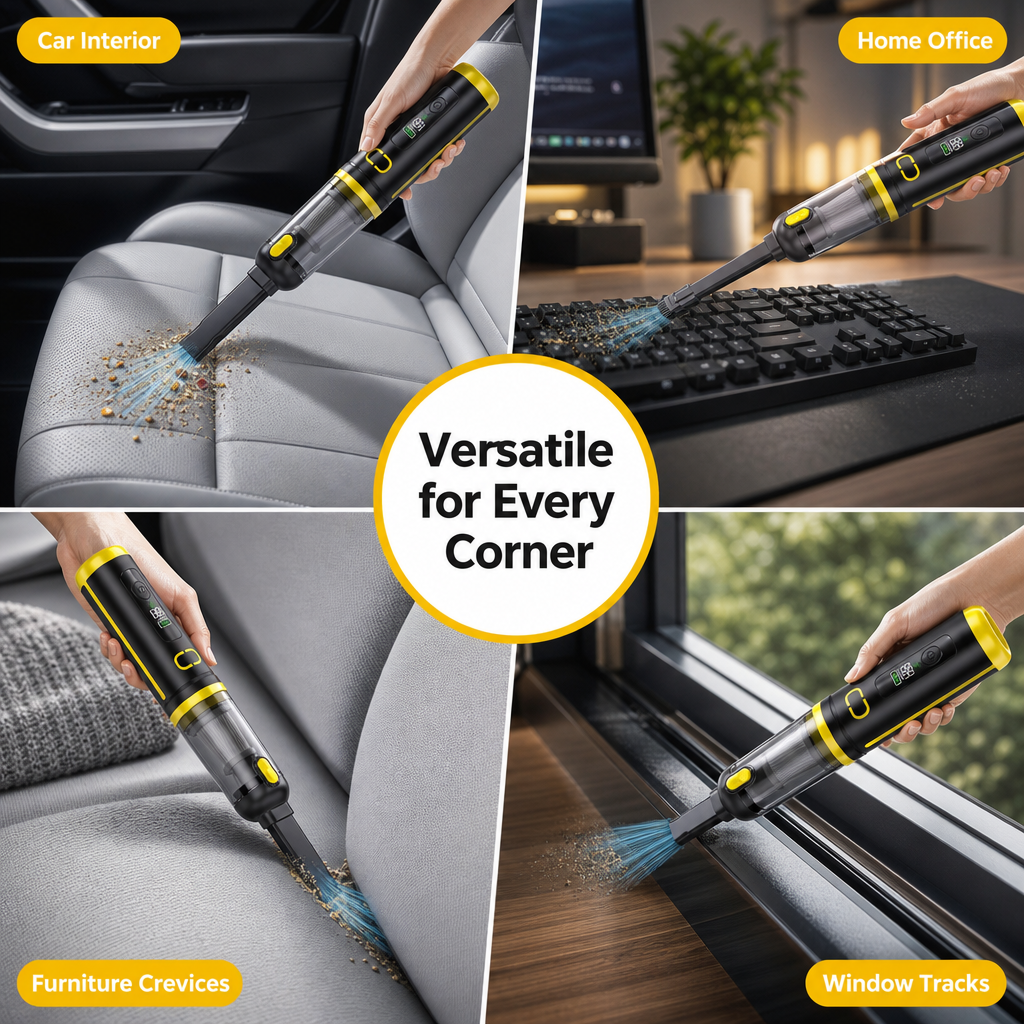🥳2026 HOT SALE 50% OFF!🥳💞50K+ SOLD! 🚗💨  Portable Handheld Car Vacuum – Includes a variety of interchangeable nozzles🛡️✅
