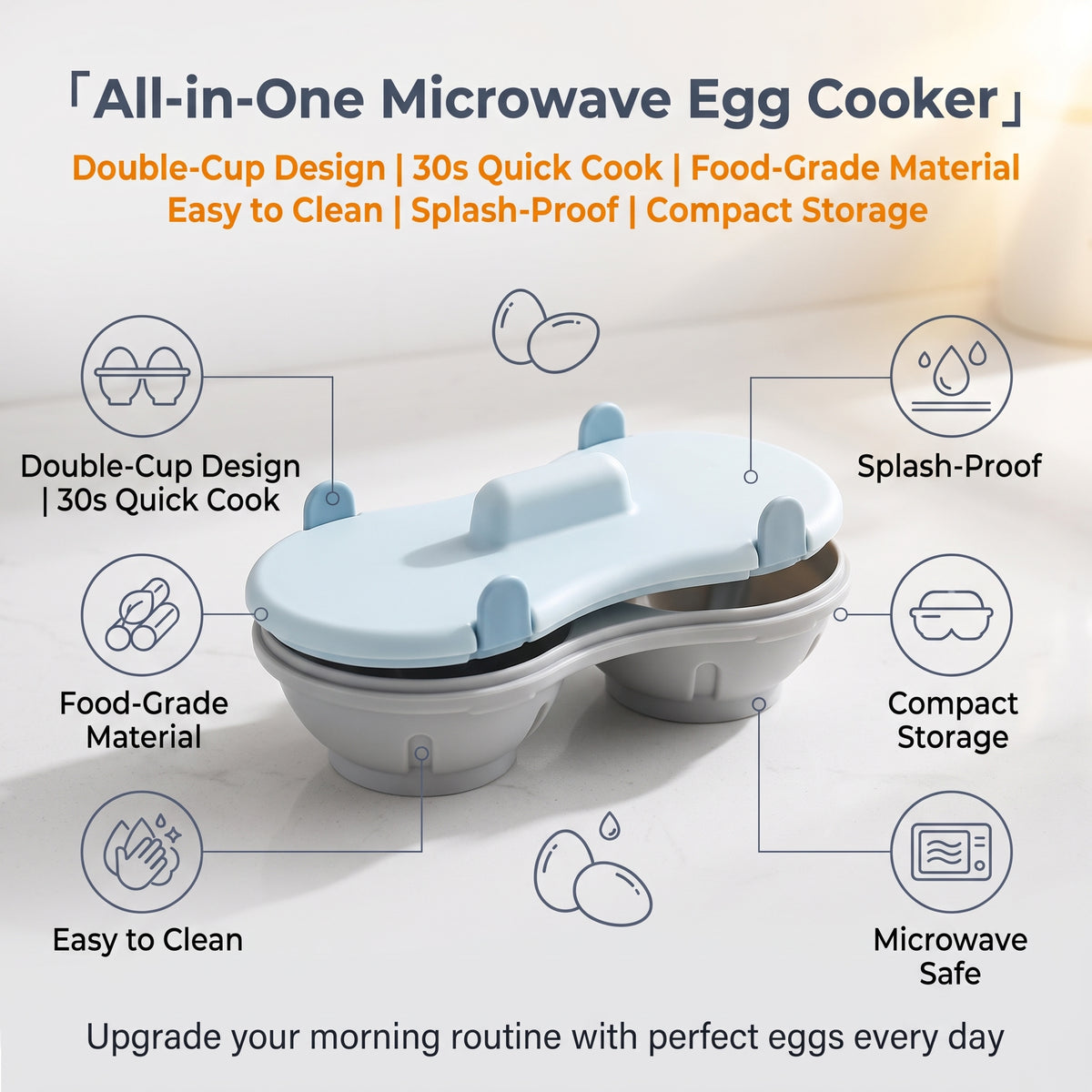 🍳Buy 1 Get 1 Free - Microwave Egg Cooker – Food-Grade Material, Heat-Resistant; Easily Cook Perfect Poached Eggs.