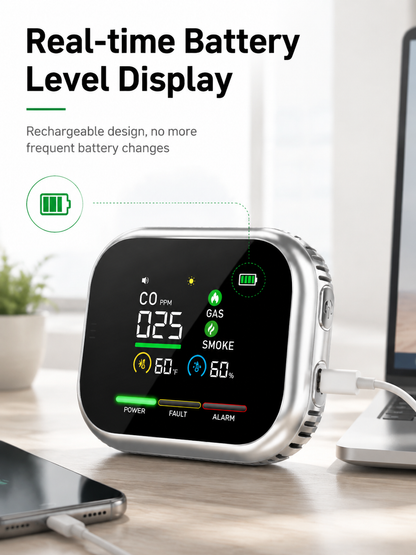 ⚠️6-in-1 Composite CO Detector，Suitable for home and RV safety