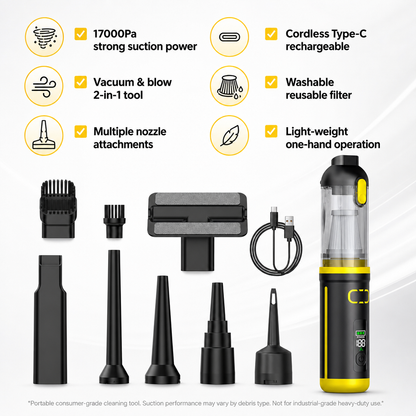 🥳2026 HOT SALE 50% OFF!🥳💞50K+ SOLD! 🚗💨  Portable Handheld Car Vacuum – Includes a variety of interchangeable nozzles🛡️✅