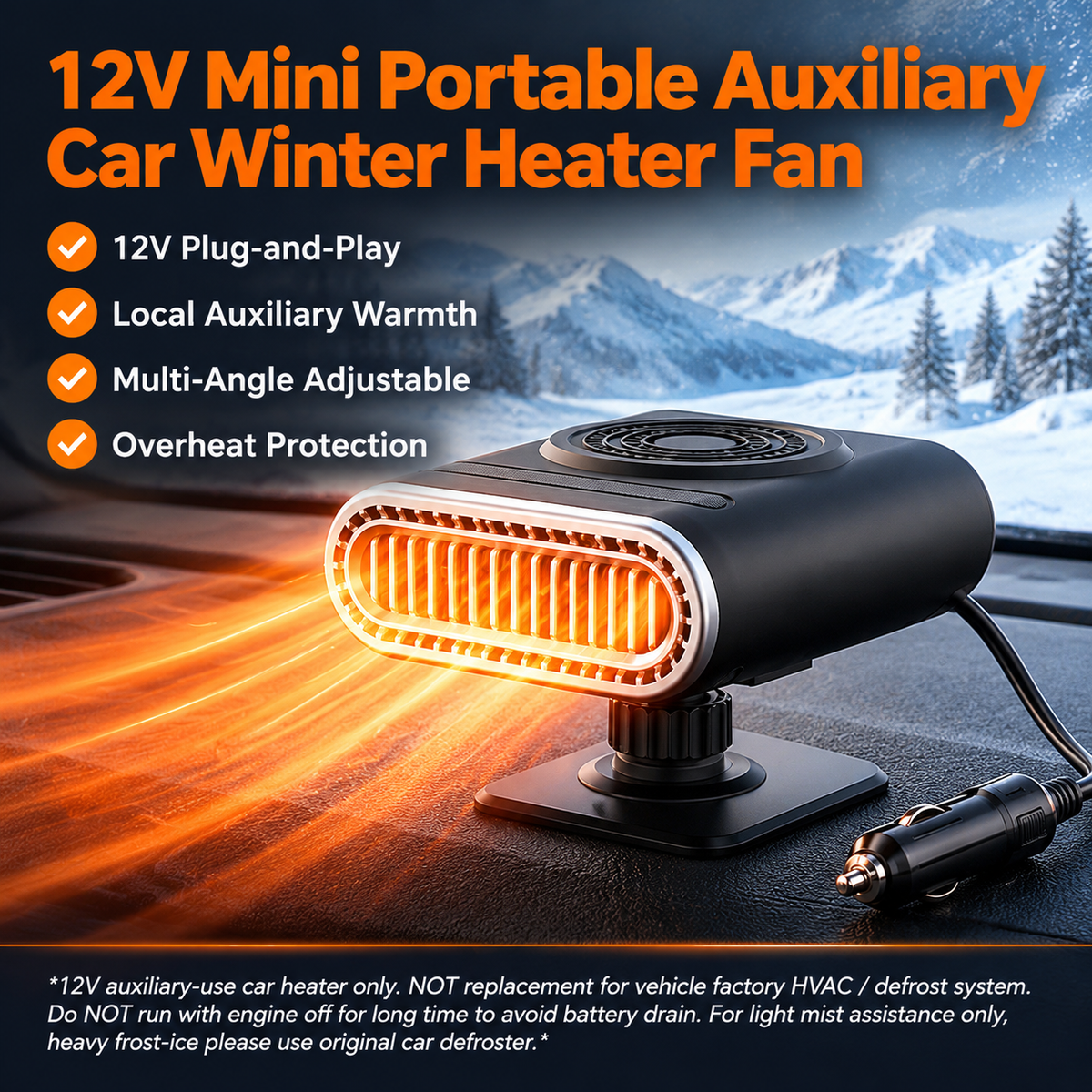 ⏳🔥LIMITED-TIME 50% OFF! Portable 2-in-1 car fan with heating function
