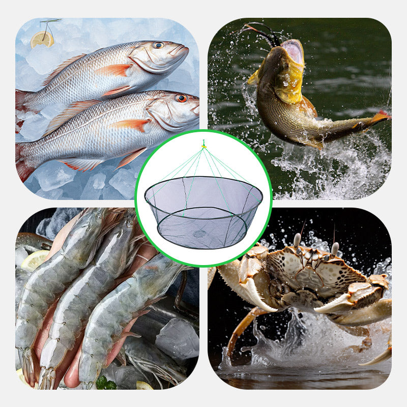 🔥Special Offer🔥 Portable Foldable Hand Crank Fishing Lift Net with Rope