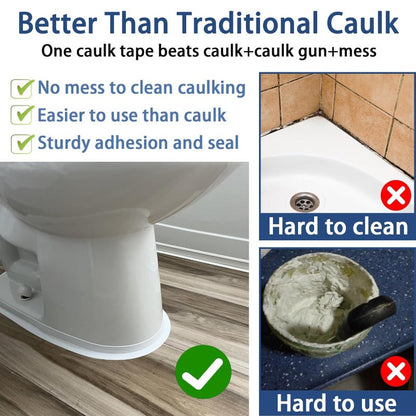 ✨Waterproof Caulk Tape Fills Ugly Gaps in Minutes and Makes Your Kitchen & Bathroom Look Clean Like Brand New.