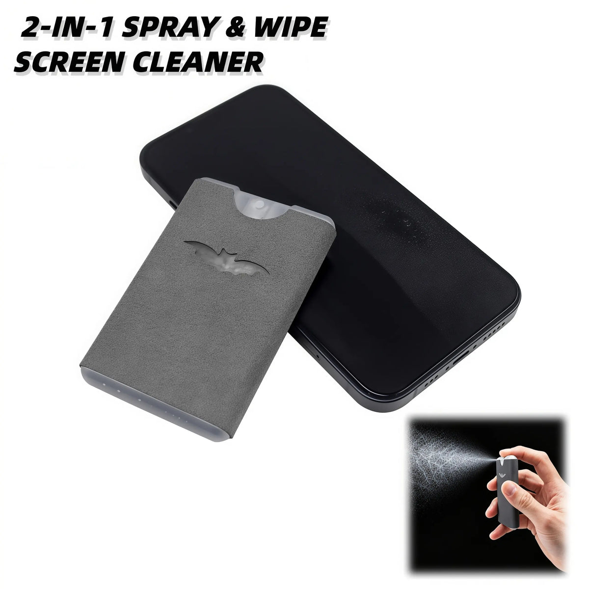 🧼Buy 1 get 1 free-Portable Screen Cleaner Spray with Microfiber Cloth, Nano Streak-Free Cleaning