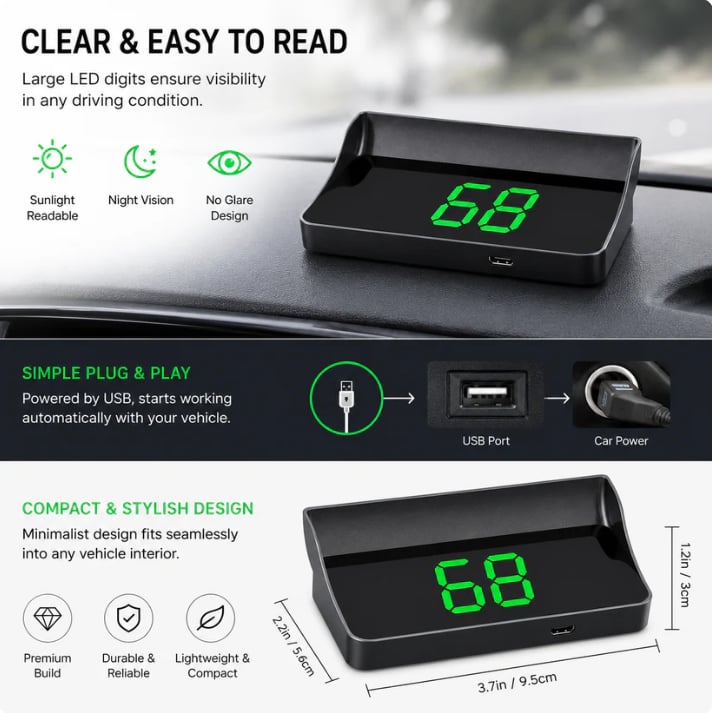 📟 GPS Head-Up Display with Real-Time Digital Speed Display