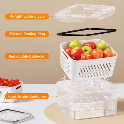🔥50% OFF⚡️3 Pack Stackable Fridge Organizers with Removable Colander