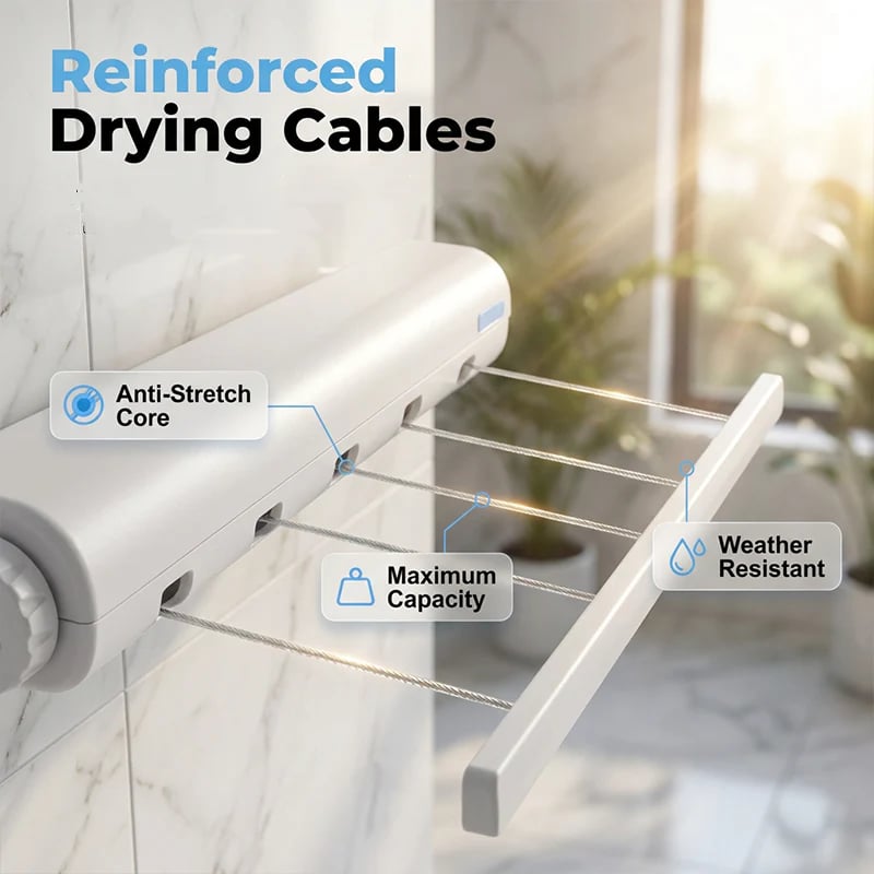 🏆Space-Saving Auto Retractable Clothesline For Effortless Indoor & Outdoor Drying