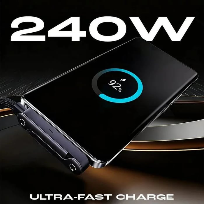 🔥Buy 1, Get 1 Free ⚡ 2-in-1 Invisible Holder Charger Cable - 240W Fast Charging Cord with Built-In Phone Stand