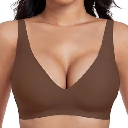 🏆 Last Day Special Price ! 💐Jelly Wireless Womens Comfortable Wireless Bras Push Up Bralettes Seamless Tshirts Bras Deep V Everyday Bras