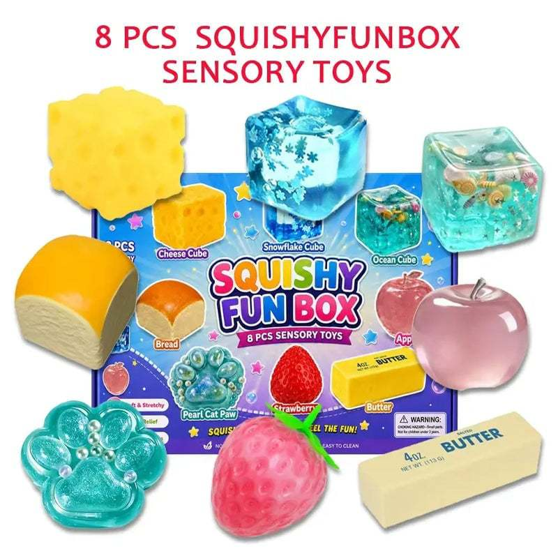Hot sale🔥8-Piece Mystery Squishy Box — Ultimate Malt Sugar Stress Relief Sensory Bundle