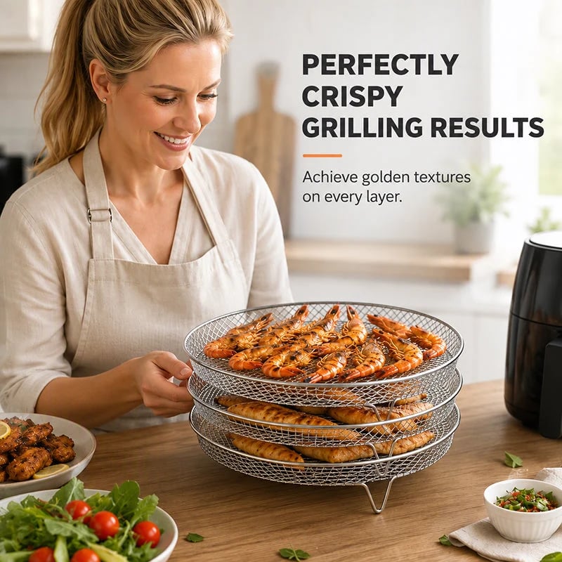 🔥Air Fryer Must-Have! 304 Stainless Steel Grill & Oil Drain Rack