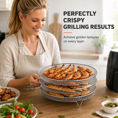 🔥Air Fryer Must-Have! 304 Stainless Steel Grill & Oil Drain Rack