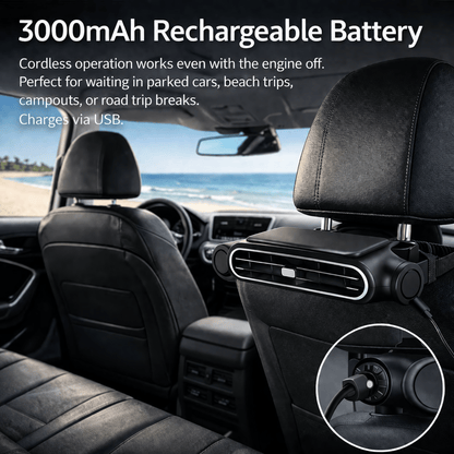 🔥 Wireless Universal Car Seat Cooling Fan for Front & Back Seats, Heat Relief Air Ventilation Cushion Fan Stop Sweaty Sticky Backs on Hot Summer Drives