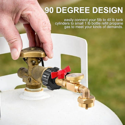 🔥 Top 90° Elbow Propane Refill Adapter With Pressure Gauge