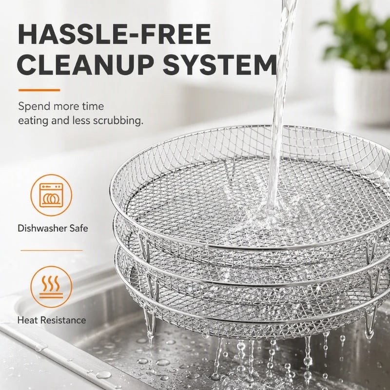 🔥Air Fryer Must-Have! 304 Stainless Steel Grill & Oil Drain Rack