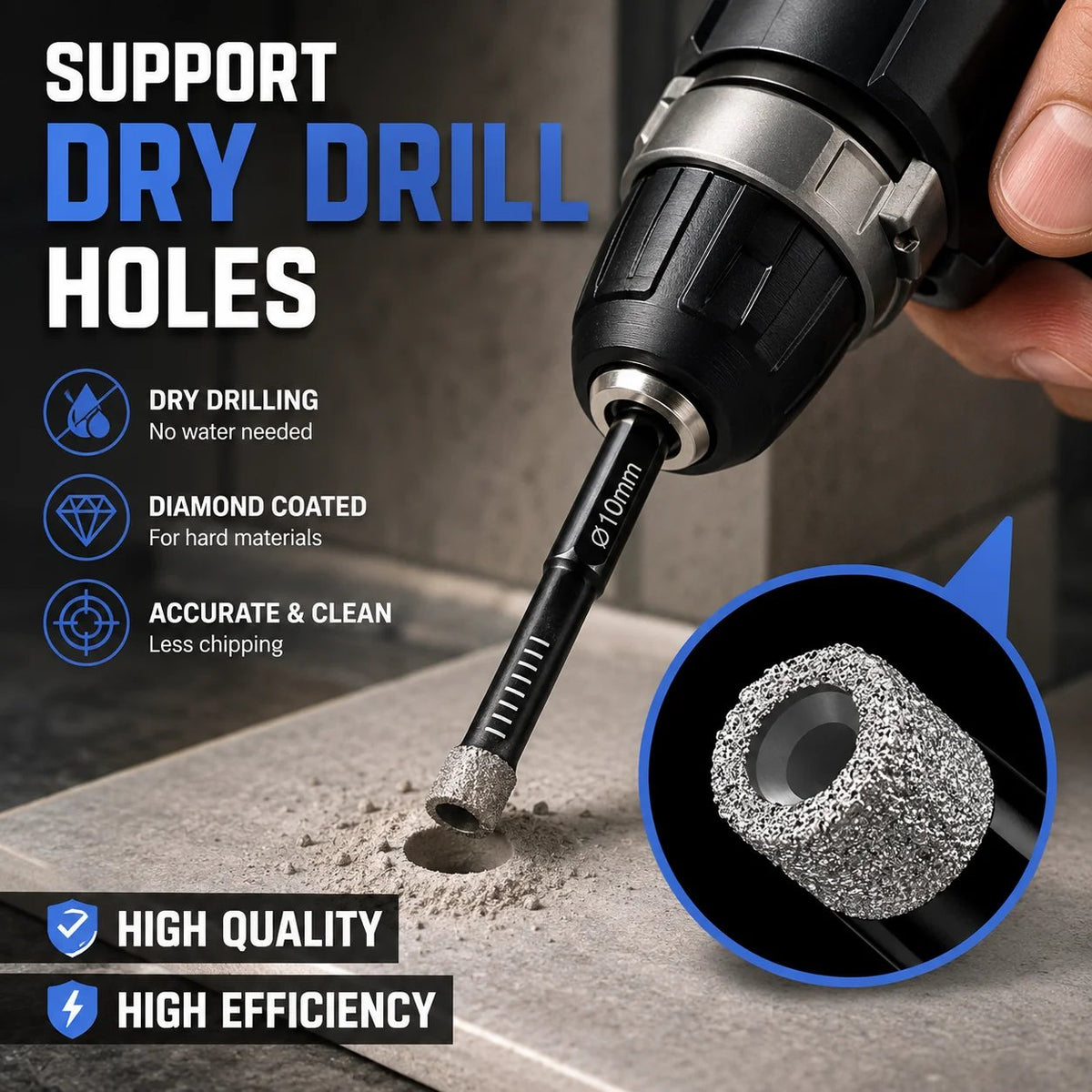 🔥50% OFF-6 Pcs Brazed Diamond Drill Set, Bits for Precision Drilling in Tile Ceramic Glass Granite Marble Masonry