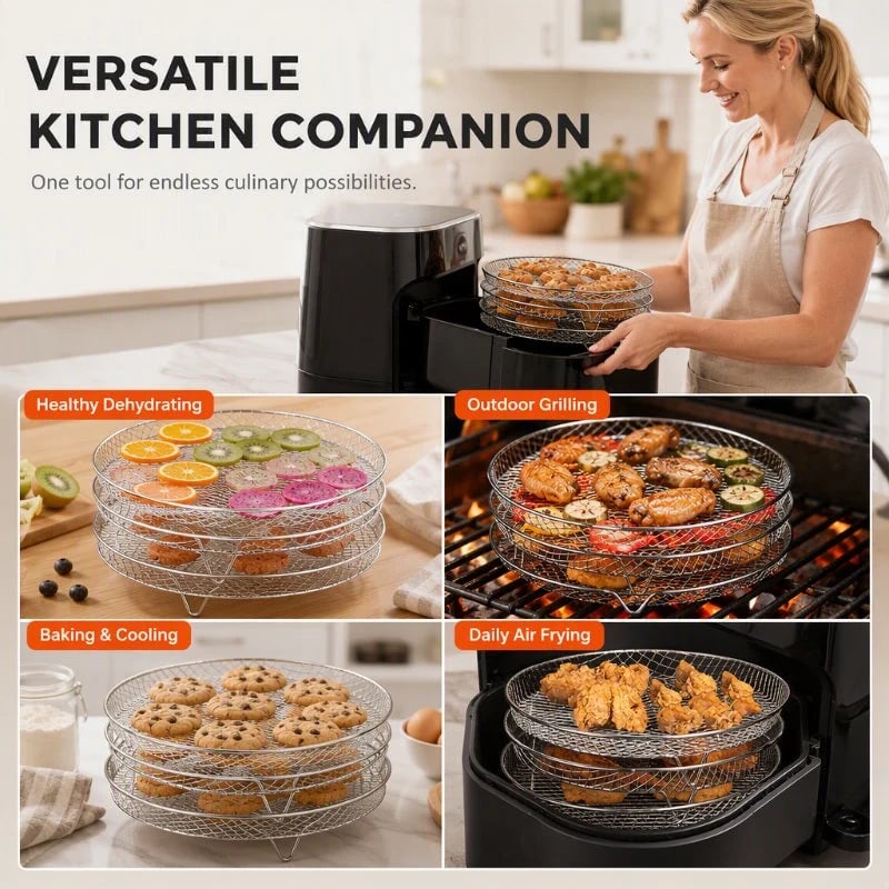 🔥Air Fryer Must-Have! 304 Stainless Steel Grill & Oil Drain Rack