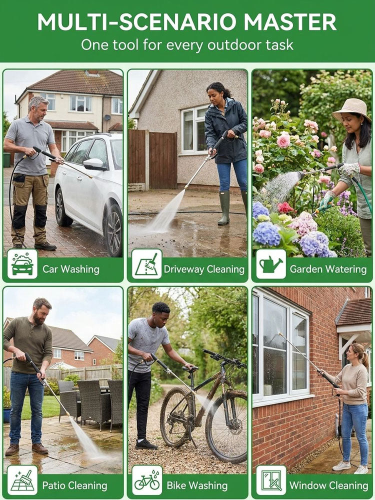 Turn Your Garden Hose into a Pressure Washer! Patented Booster Tech for Cars, Patios, and Lawns 🚗✨Stress-Free Cleaning: Anti-Backflow Valve & Adjustable Sprayer – Blast Away Grime in Seconds 🌊