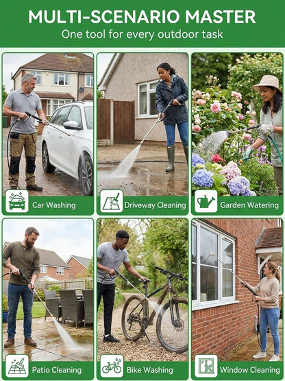 Turn Your Garden Hose into a Pressure Washer! Patented Booster Tech for Cars, Patios, and Lawns 🚗✨Stress-Free Cleaning: Anti-Backflow Valve & Adjustable Sprayer – Blast Away Grime in Seconds 🌊