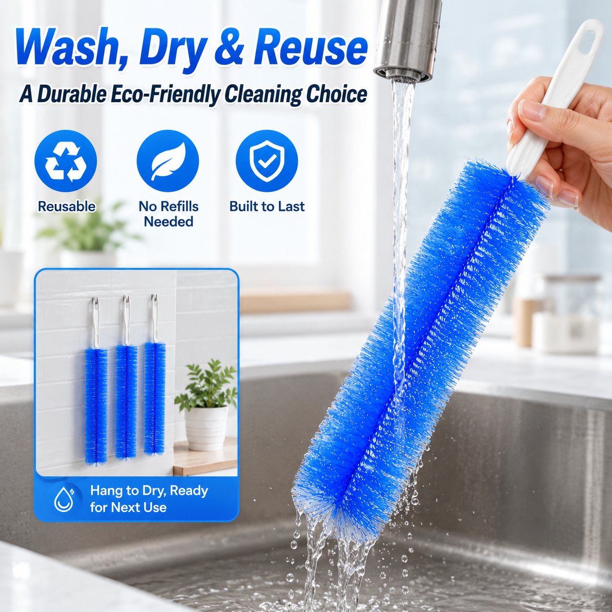 ⭐Reusable Bendable Microfiber Duster – Flexible Dust Cleaning Brush for Hard-to-Reach Areas