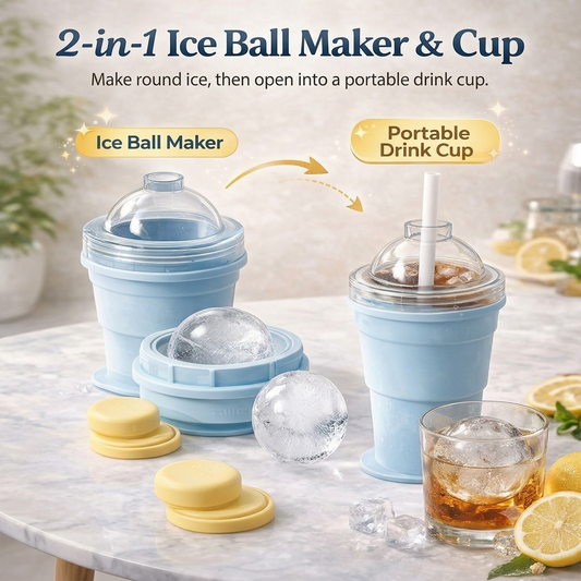 🧊 2-In-1 Collapsible Ice Ball Maker Cup For Perfect Summer Drinks