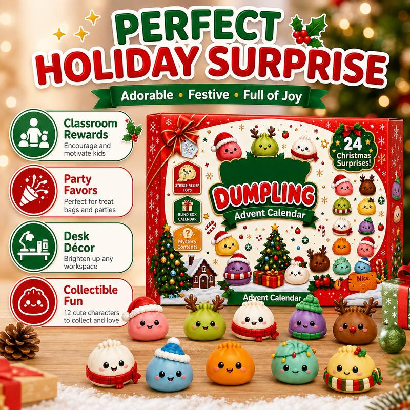 ⏰Hot Sale! 🥟Dumpling Squishy Advent Calendar🎄24 Christmas Surprise Fidget Toys