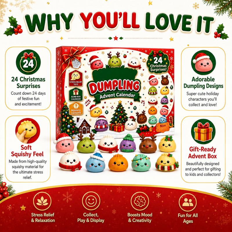 ⏰Hot Sale! 🥟Dumpling Squishy Advent Calendar🎄24 Christmas Surprise Fidget Toys