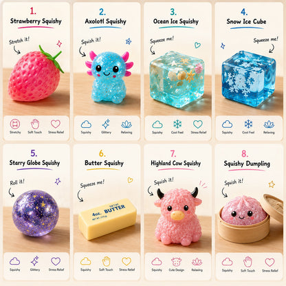 Hot sale🔥8-Piece Mystery Squishy Box — Ultimate Malt Sugar Stress Relief Sensory Bundle
