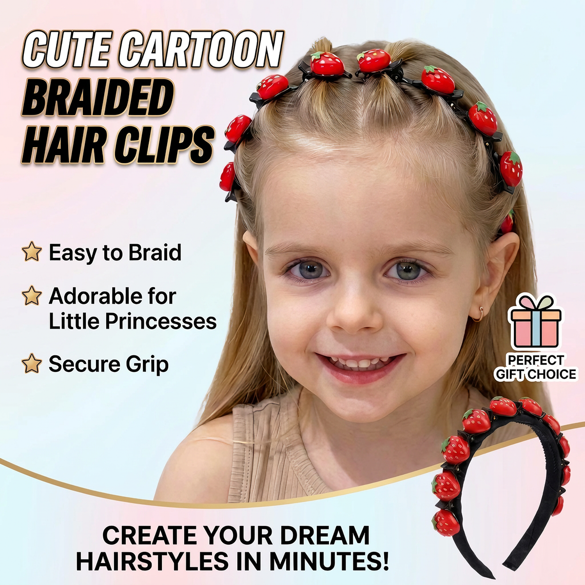 🎀 BUY 1 GET 1 FREE! 🌺 Kids Braided Hairpin – Easy 5‑min styling & cute cartoon designs ✨