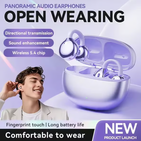 Lightweight Open Ear Clip Wireless Bluetooth Headphones Sweatproof Stable Fit For Running Daily Use