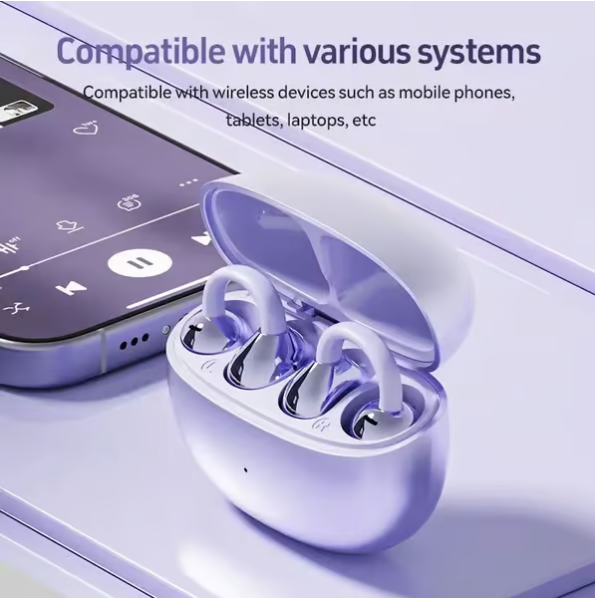Lightweight Open Ear Clip Wireless Bluetooth Headphones Sweatproof Stable Fit For Running Daily Use