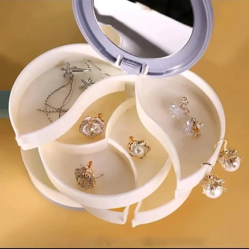 💎4-Layer Rotating Jewelry Box – Keep Necklaces, Rings & Earrings Tangle-Free