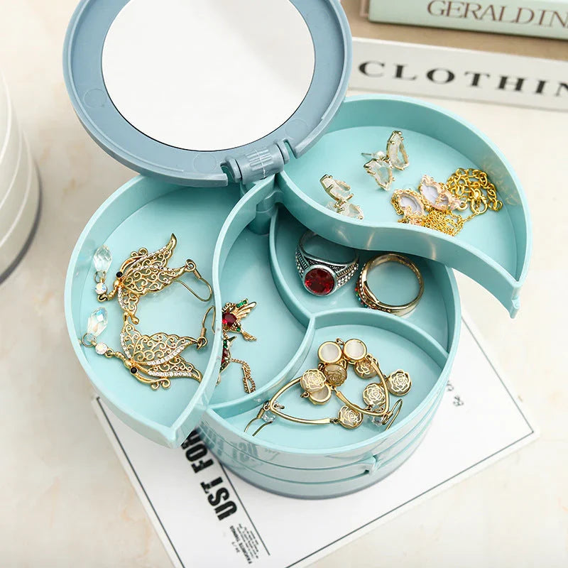 💎4-Layer Rotating Jewelry Box – Keep Necklaces, Rings & Earrings Tangle-Free