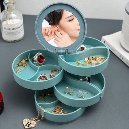 💎4-Layer Rotating Jewelry Box – Keep Necklaces, Rings & Earrings Tangle-Free