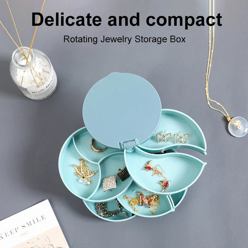 💎4-Layer Rotating Jewelry Box – Keep Necklaces, Rings & Earrings Tangle-Free