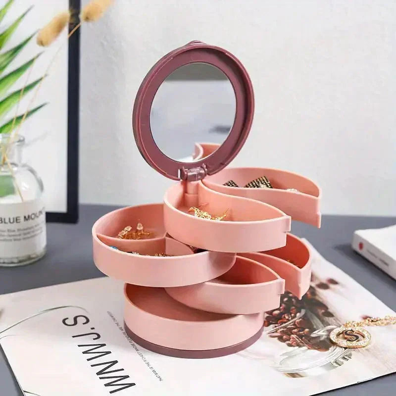 💎4-Layer Rotating Jewelry Box – Keep Necklaces, Rings & Earrings Tangle-Free