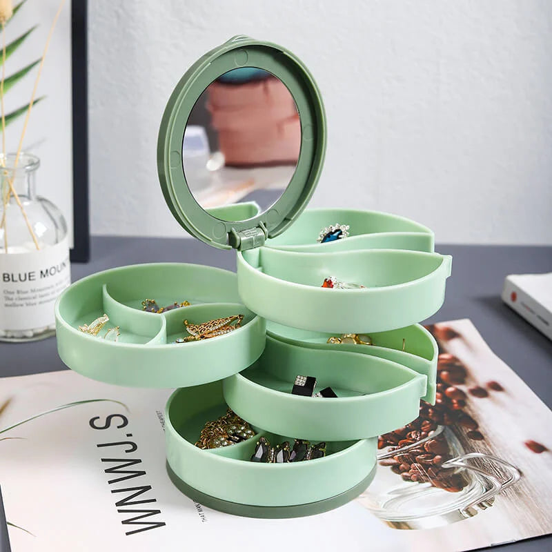 💎4-Layer Rotating Jewelry Box – Keep Necklaces, Rings & Earrings Tangle-Free